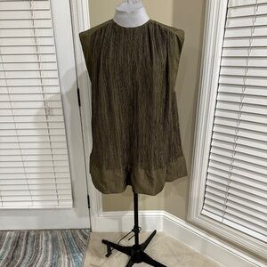 Anthropologie Olive Green Trapeze Dress Petite Large